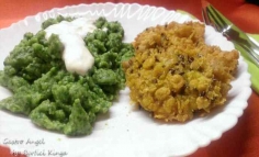 Găluște cu spanac și piept de pui cornflakes