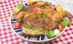 Pui umplut cu mazare si cascaval afumat